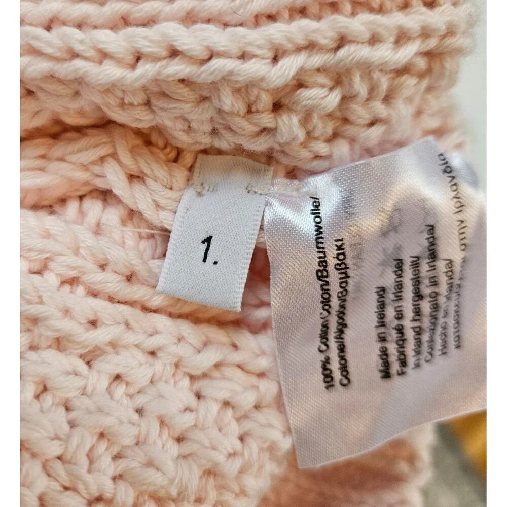 BONNER of IRELAND Women's Cable Knit Cardigan Sweater Medium Pink Striped Preppy - Picture 10 of 12